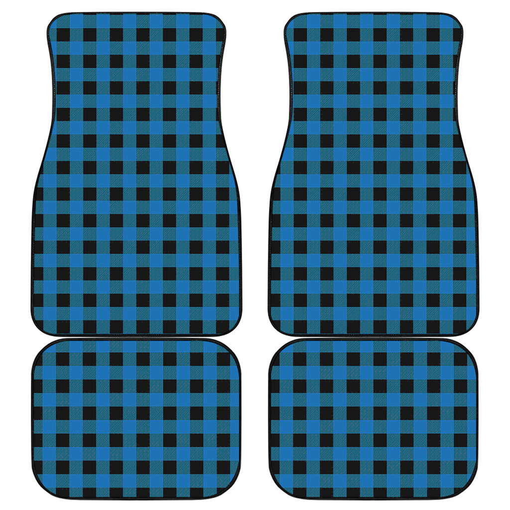 Blue And Black Buffalo Check Print Front and Back Car Floor Mats