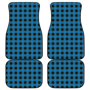 Blue And Black Buffalo Check Print Front and Back Car Floor Mats