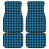 Blue And Black Buffalo Check Print Front and Back Car Floor Mats