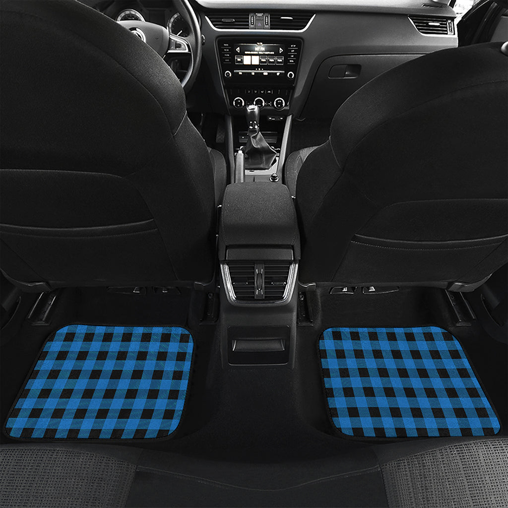 Blue And Black Buffalo Check Print Front and Back Car Floor Mats