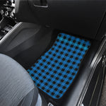 Blue And Black Buffalo Check Print Front and Back Car Floor Mats