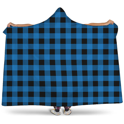 Blue And Black Buffalo Check Print Hooded Blanket
