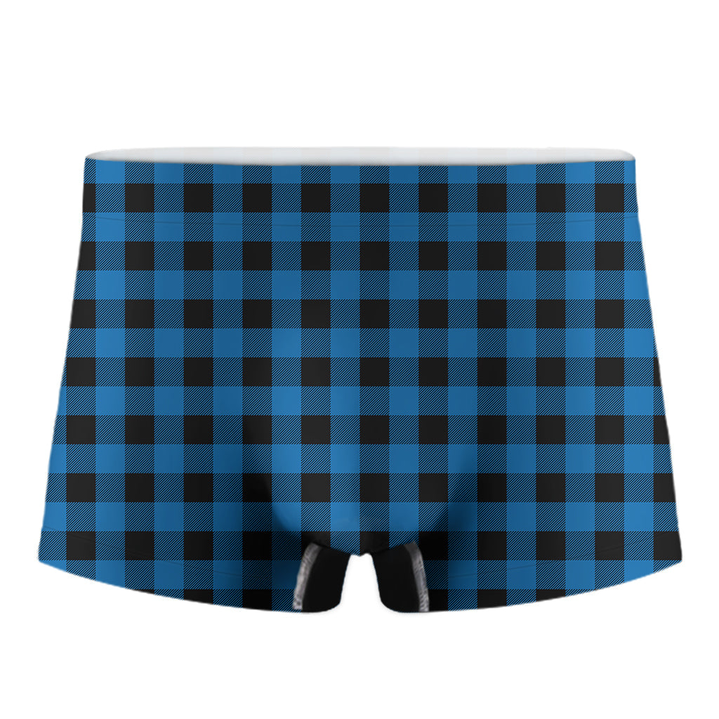 Blue And Black Buffalo Check Print Men's Boxer Briefs