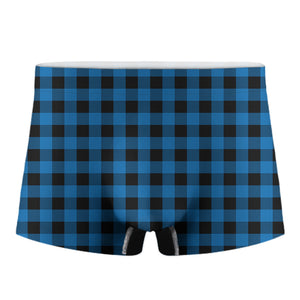 Blue And Black Buffalo Check Print Men's Boxer Briefs