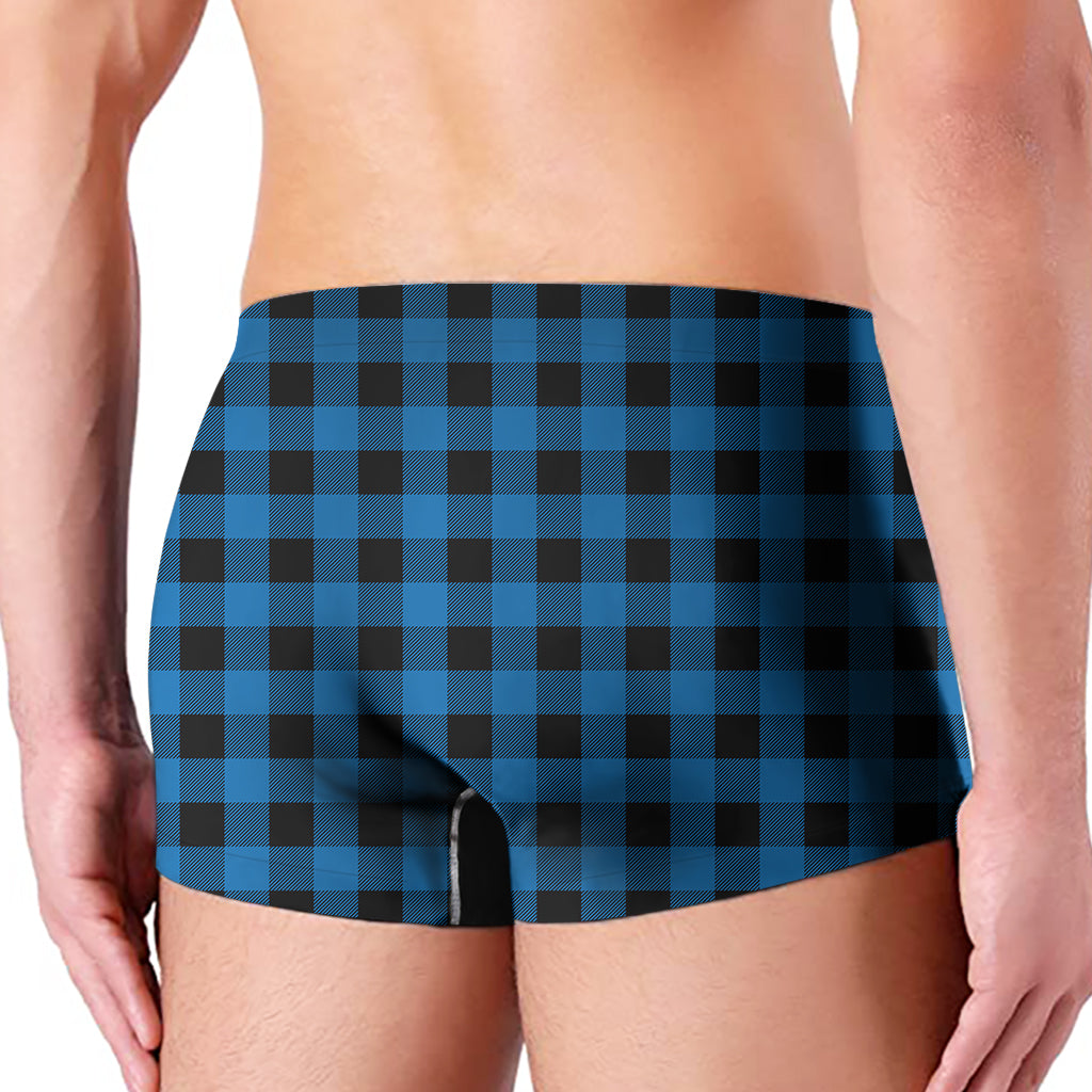 Blue And Black Buffalo Check Print Men's Boxer Briefs