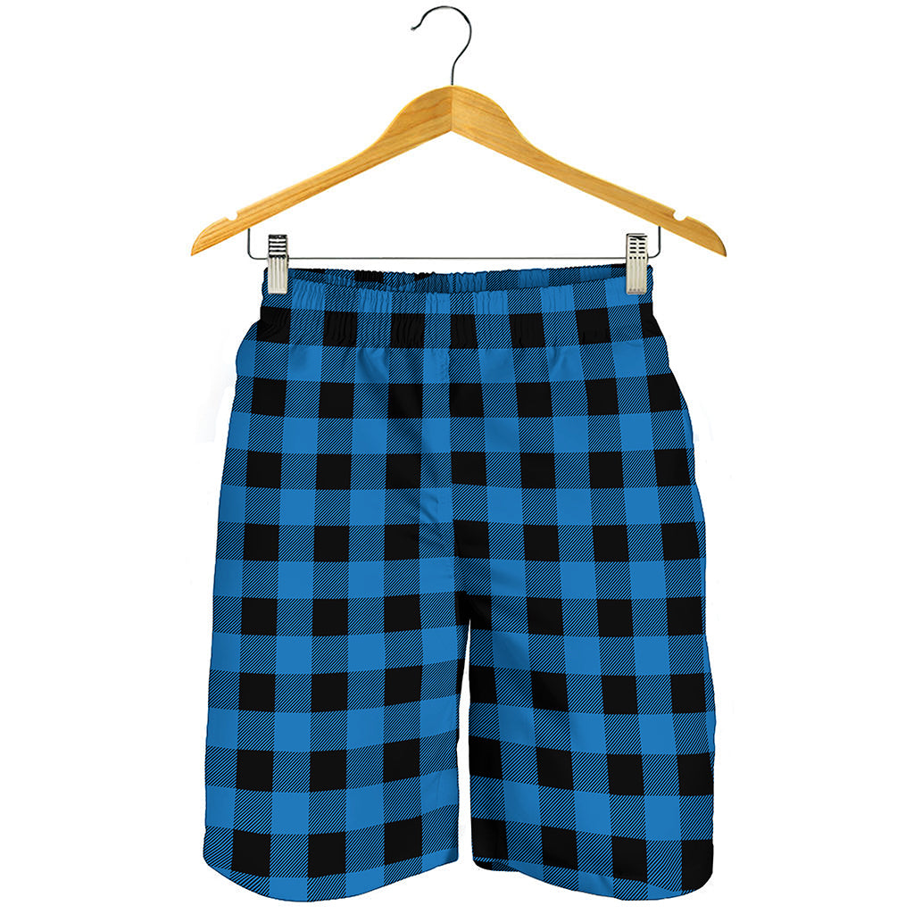 Blue And Black Buffalo Check Print Men's Shorts