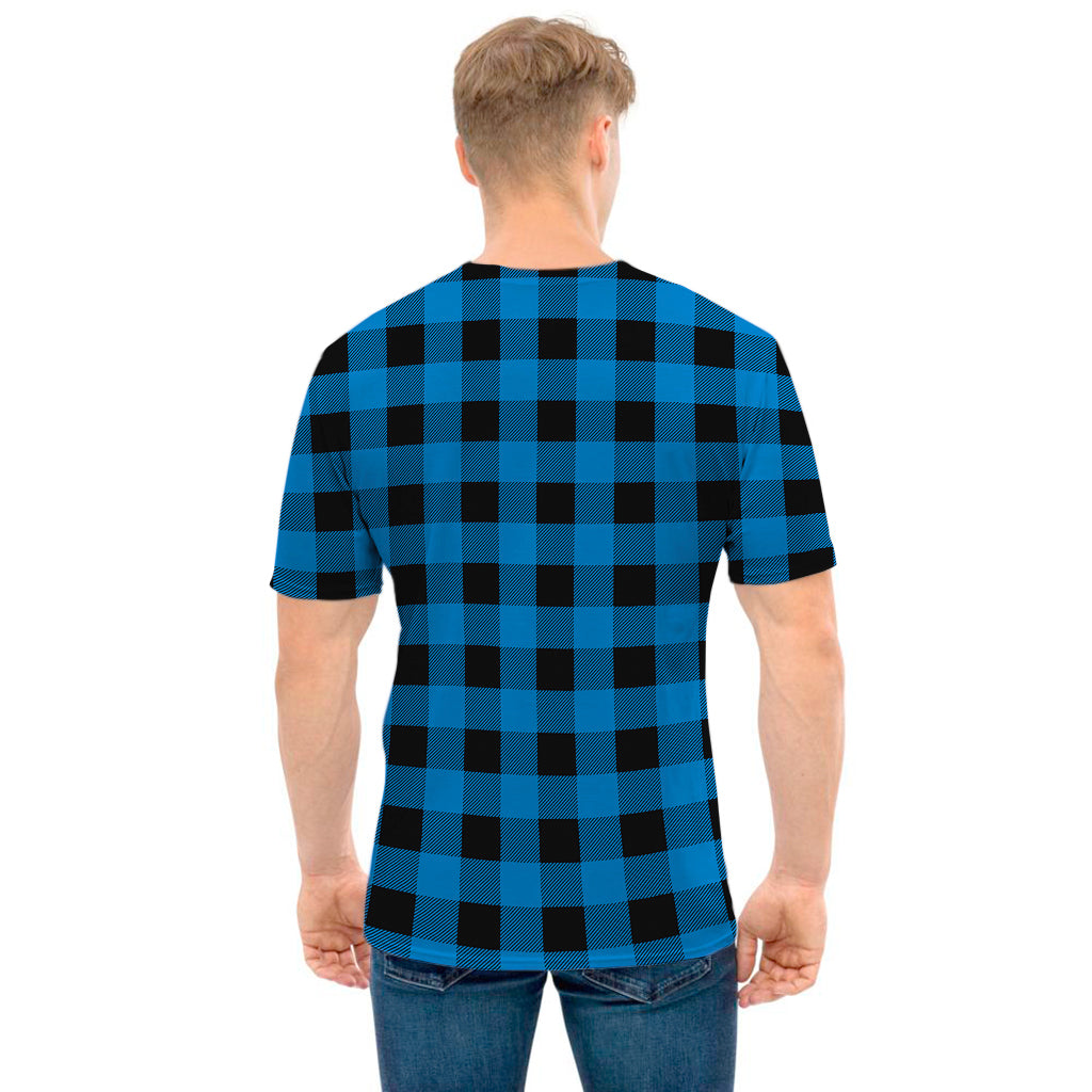 Blue And Black Buffalo Check Print Men's T-Shirt