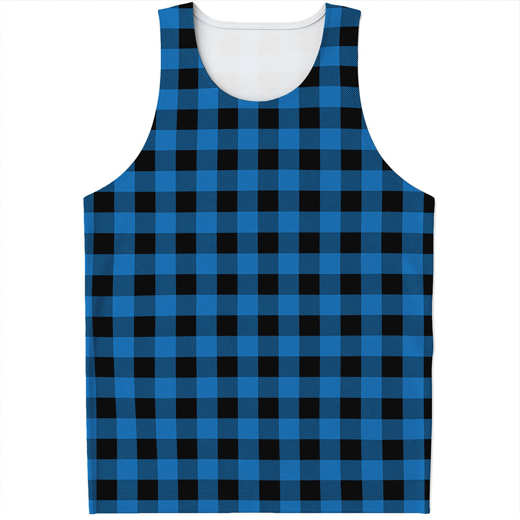 Blue And Black Buffalo Check Print Men's Tank Top