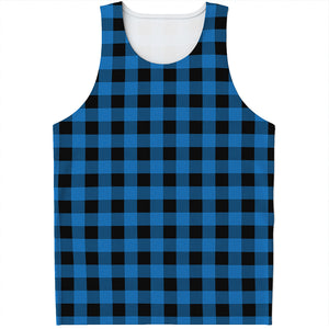 Blue And Black Buffalo Check Print Men's Tank Top