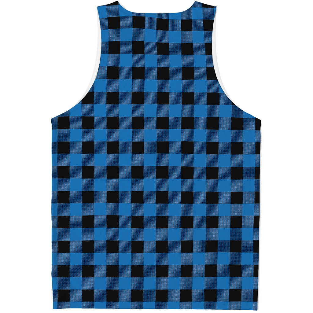 Blue And Black Buffalo Check Print Men's Tank Top