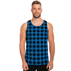 Blue And Black Buffalo Check Print Men's Tank Top