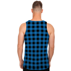 Blue And Black Buffalo Check Print Men's Tank Top