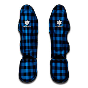 Blue And Black Buffalo Check Print Muay Thai Shin Guard