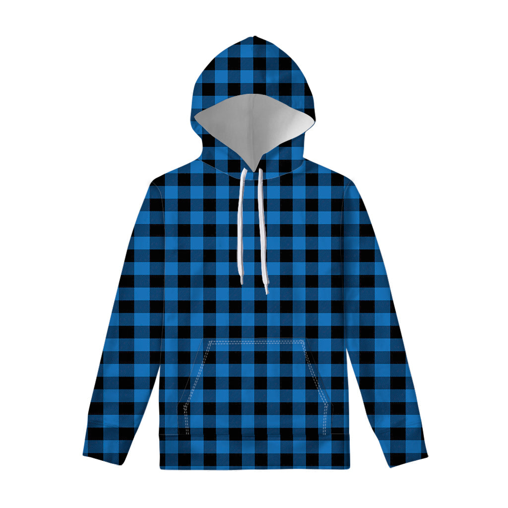 Blue And Black Buffalo Check Print Pullover Hoodie