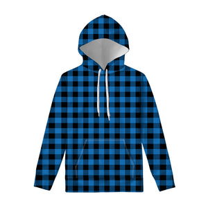 Blue And Black Buffalo Check Print Pullover Hoodie