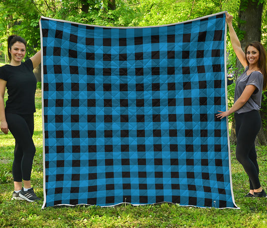 Blue And Black Buffalo Check Print Quilt