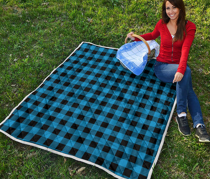 Blue And Black Buffalo Check Print Quilt