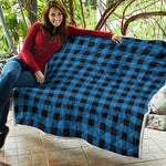 Blue And Black Buffalo Check Print Quilt