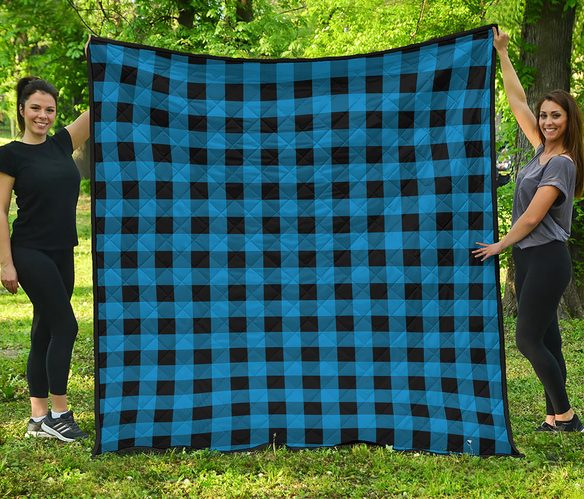 Blue And Black Buffalo Check Print Quilt