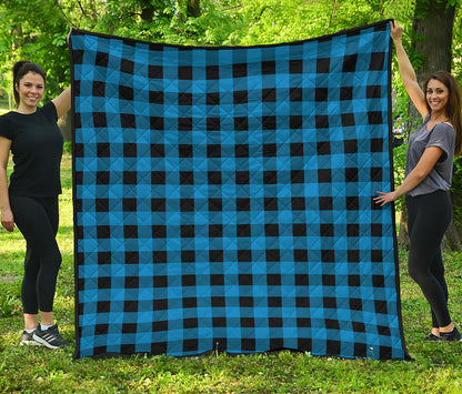 Blue And Black Buffalo Check Print Quilt