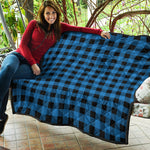 Blue And Black Buffalo Check Print Quilt