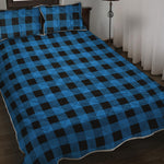Blue And Black Buffalo Check Print Quilt Bed Set