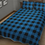 Blue And Black Buffalo Check Print Quilt Bed Set