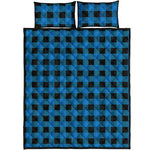 Blue And Black Buffalo Check Print Quilt Bed Set