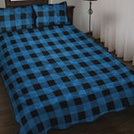 Blue And Black Buffalo Check Print Quilt Bed Set