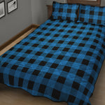Blue And Black Buffalo Check Print Quilt Bed Set