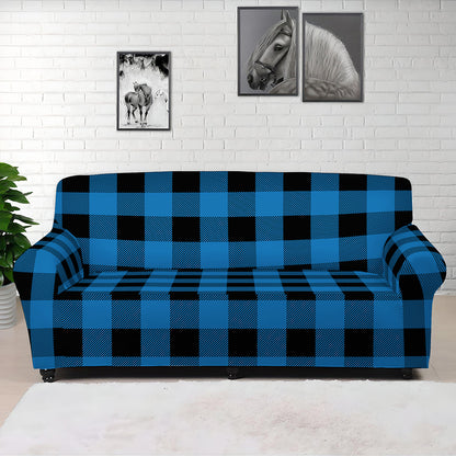 Blue And Black Buffalo Check Print Sofa Cover