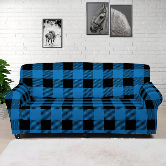 Blue And Black Buffalo Check Print Sofa Cover