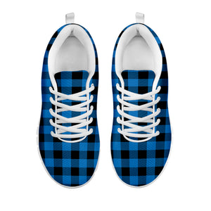 Blue And Black Buffalo Check Print White Sneakers