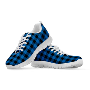 Blue And Black Buffalo Check Print White Sneakers