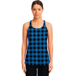 Blue And Black Buffalo Check Print Women's Racerback Tank Top