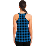 Blue And Black Buffalo Check Print Women's Racerback Tank Top