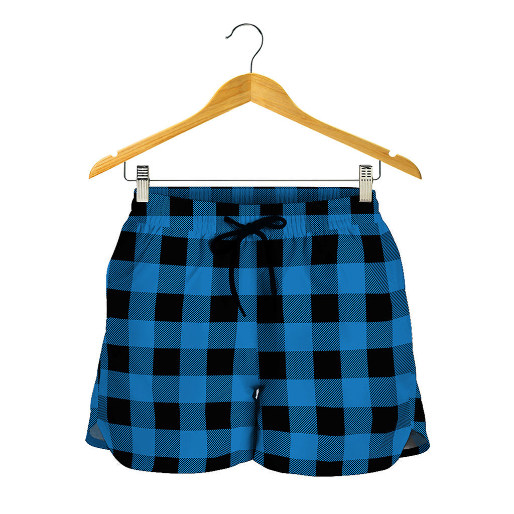 Blue And Black Buffalo Check Print Women's Shorts