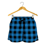 Blue And Black Buffalo Check Print Women's Shorts