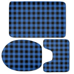 Blue And Black Buffalo Plaid Print 3 Piece Bath Mat Set