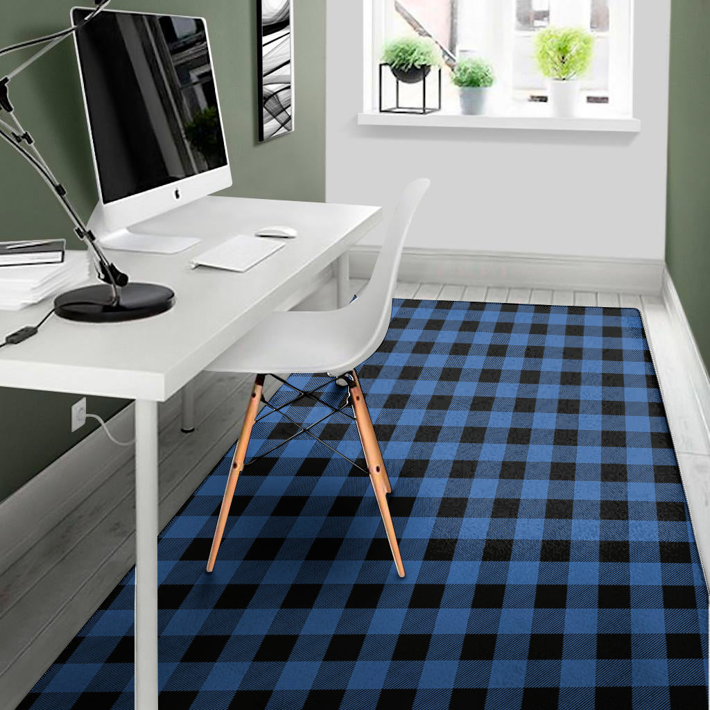 Blue And Black Buffalo Plaid Print Area Rug