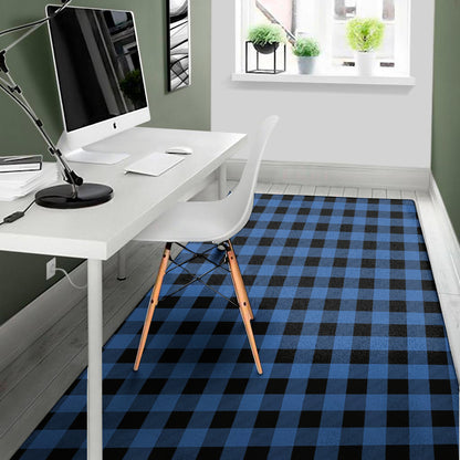 Blue And Black Buffalo Plaid Print Area Rug