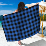 Blue And Black Buffalo Plaid Print Beach Sarong Wrap