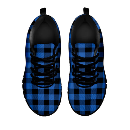 Blue And Black Buffalo Plaid Print Black Sneakers