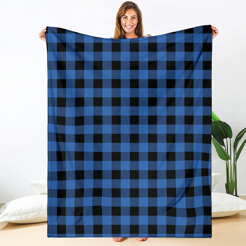 Blue And Black Buffalo Plaid Print Blanket
