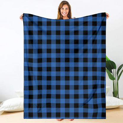 Blue And Black Buffalo Plaid Print Blanket