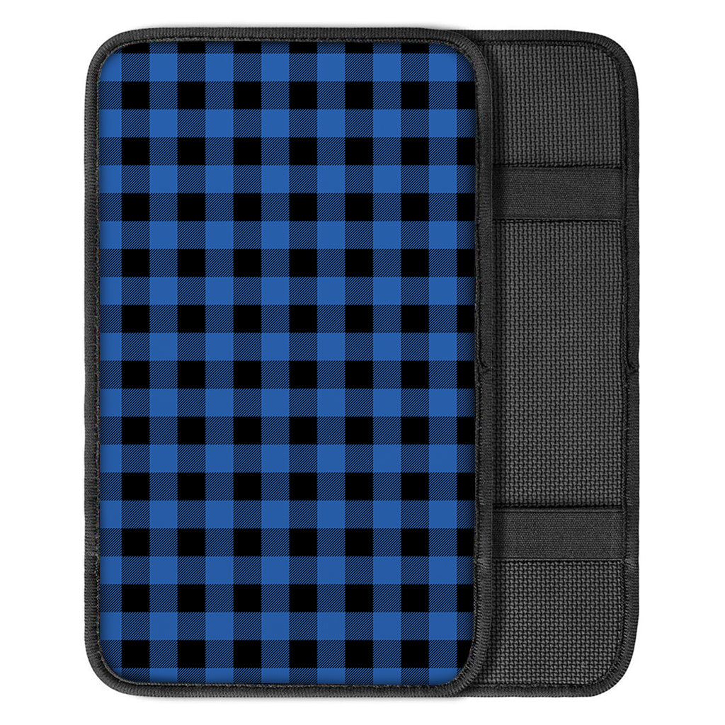 Blue And Black Buffalo Plaid Print Car Center Console Cover