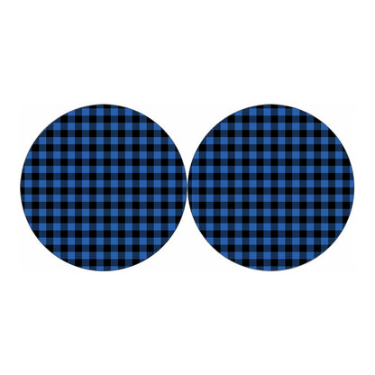 Blue And Black Buffalo Plaid Print Car Coasters