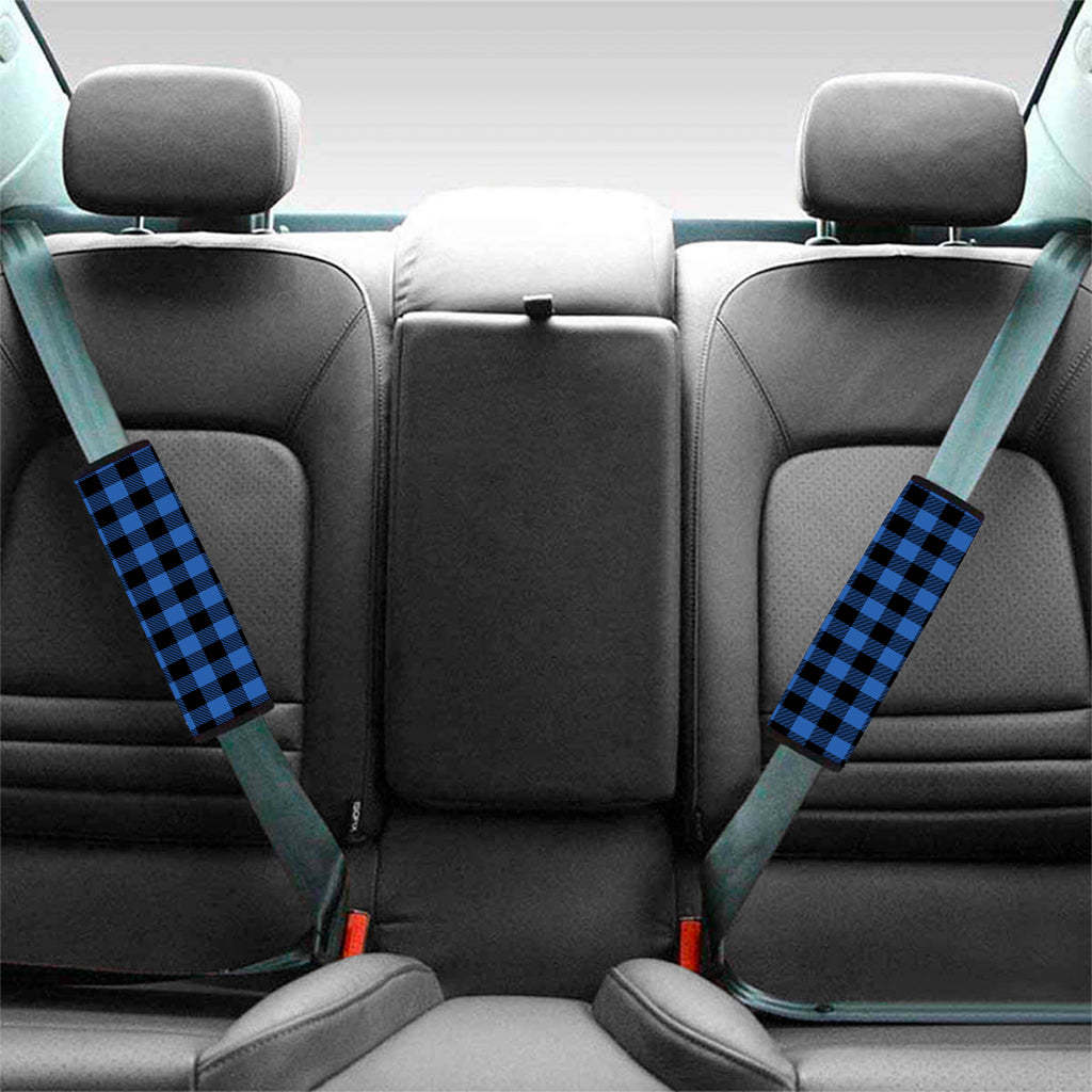 Blue And Black Buffalo Plaid Print Car Seat Belt Covers