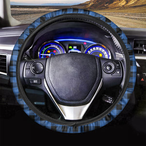 Blue And Black Buffalo Plaid Print Car Steering Wheel Cover