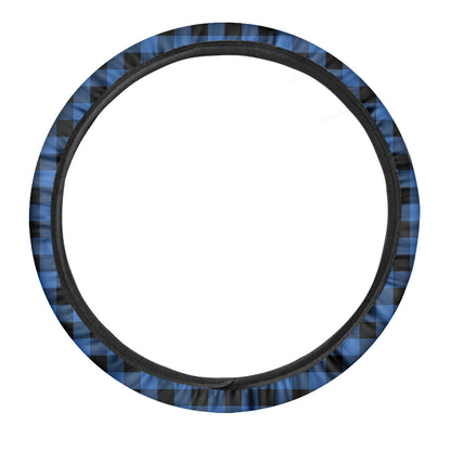 Blue And Black Buffalo Plaid Print Car Steering Wheel Cover